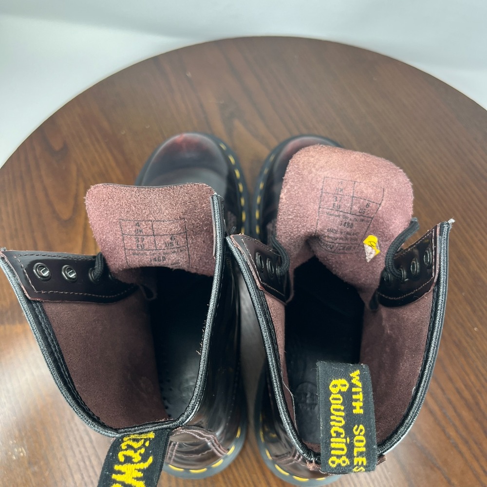 Dr. Martens Womens Boot 6 Arcadia Red Cherry Black Leather Lace Up Combat 1460 - Picture 12 of 16